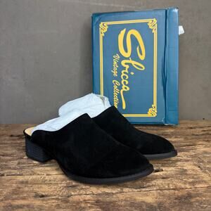 Sbicca Salem Suede Mule Womens 9 Black Slip On Comfort Shoe NIB